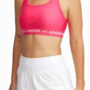 Under Armour Pink Mesh Sheer Compression Mid Crossback Sports Bra Size M NWT